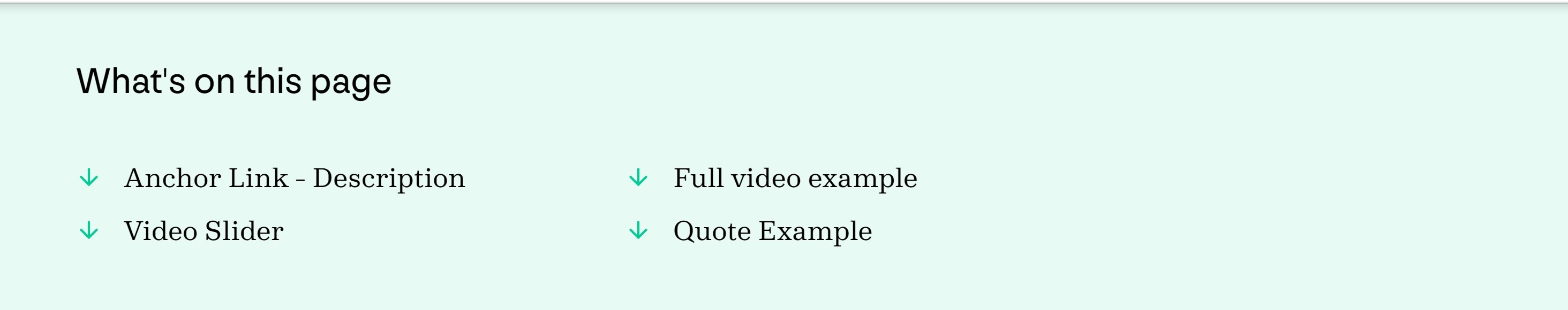 Anchor link list all component