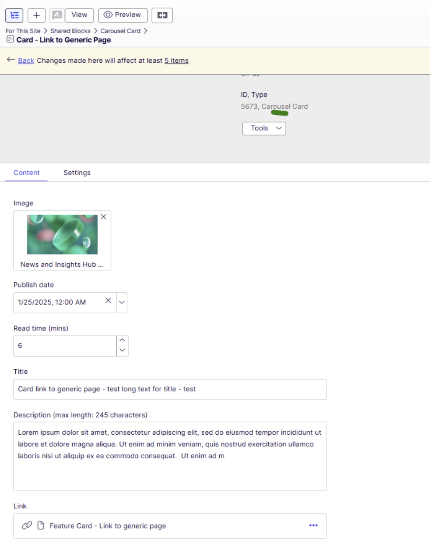 Fill Carousel Card fields